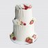 Нежный двухъярусный торт женщине с ягодами и цветами №109724