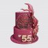 Красный двухъярусный торт с цифрой 55 лучшей мамочке №109725