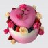 Двухъярусный торт женщине в виде сердца с цветами и ягодами №109728