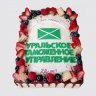 Праздничный квадратный торт с гербом таможеннику №110194