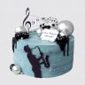 Торт саксофон на годовщину ребенка 10 лет с шарами из мастики №110253