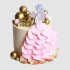Праздничный торт на юбилей 50 лет с шарами из мастики с девушкой в юбке №110340
