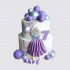 Двухъярусный торт девочка в юбке на 7 лет с шарами из мастики  №110343