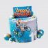 Торт на День Рождения 11 лет мальчик на велосипеде с шарами из мастики №110369