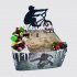 Квадратный торт с ягодами мальчику на 14 лет с велосипедом №110383