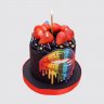 Квадратный торт на День Рождения 19 лет с губами №110399