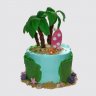 Двухъярусный торт в гавайском стиле с пальмами и цветами №110513