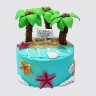 Двухъярусный детский торт на День Рождения с пальмами и ягодами №110516