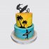 Двухъярусный торт с пальмами на годовщину 50 лет с пожеланием №110526