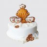 Торт на юбилей с самоваром и чашками из пряника №110589
