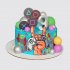 Праздничный торт на 9 лет в стиле Сони Плейстейшен с шарами из мастики №110690