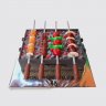 Торт с шоколадной глазурью мангал с шашлыком в огне №110793