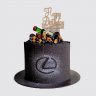 Черный торт Лексус на годовщину 10 лет мальчику с деньгами №110863