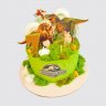 Торт на 7 лет Мир юрского периода с динозаврами на пряниках №110894