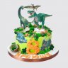 Торт с динозавром из мастики в стиле Мира юрского периода №110898