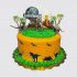 Торт Мир юрского периода с динозаврами на поляне №110904