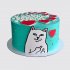 Нежный торт с котиком и сердечками на День Рождения Собака сутулая №110924