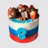 Торт мальчику на 8 лет флаг России с ягодами и сладостями №110953