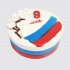 Торт флаг России на 9 мая с цветами №110959