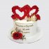 Нежный торт с красными сердцами папе и маме 40 лет вместе №110990
