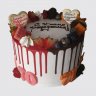 Торт для двоих папе и маме на День Рождения с цветами и шарами из мастики №110991
