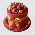 Красный торт любимому Крестному с шарами и звездами из мастики №111048