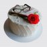 Нежный торт с очками и розой №111121