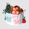 Торт с ягодами и фотопечатью для папы и дочки №111159