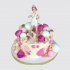 Нежный торт медсестре с цветами и шарами из мастики №111196