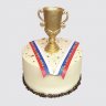 Двухъярусный торт с золотыми медалями и кубком №111258