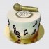 Белый торт мужчине на День Рождения с микрофоном и нотами №111316