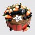 Красный торт с ягодами микрофон на День Рождения №111322