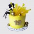 Торт с золотыми шарами и надписью сидящая девушка на 19 лет №111403