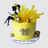 Черный торт на День Рождения доченьки 18 лет с сидящей девушкой №111404