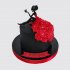 Классический торт для женщины с сидящей девушкой в красном платье №111406