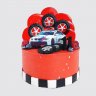 Красный торт в виде гоночной трассы с кубком из мастики №111473