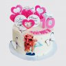 Нежный торт на День Рождения внучке с цветами №111689