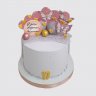 Торт внучке на 2 года с цветами и шарами из мастики №111697