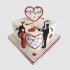 Квадратный торт с сердцами мужу и жене №111710