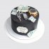 Черный торт с деньгами, ключами и часами №111734