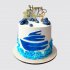 Белый торт на День Рождения лодка с парусом №111755