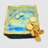 Квадратный торт с надписью любимому с деньгами и монетами №111788
