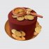 Красный торт с золотыми монетами и лупой из мастики №111789