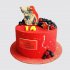 Красный торт со Сталиным на День Рождения мальчику 14 лет с ягодами №111917