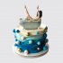 Праздничный торт девушка в ванной с шарами из мастики №111970