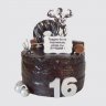 Черный торт на 28 лет с шарами из мастики качку №111997