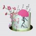 Торт девушка под зонтиком с цветами №112112