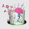 Оригинальной торт в виде зонтика с цветами №112113