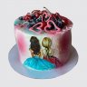 Двухъярусный торт с бабочками для двух сестер №112170