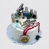 Двухъярусный торт на юбилей 70 лет с ученым из мастики №112251